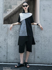 Loose Split-Joint Contrast Color T-Shirt