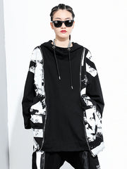 Printed Hooded Pullover Blouse