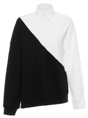 Casual Black And White Contrast Shirt