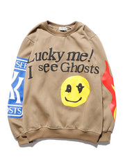 Printed Round Neck Street Style Sweatshirt