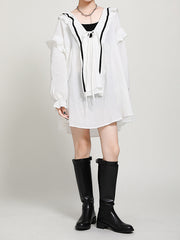 Women V-Neck Loose Contrast Dress