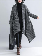 Casual Plaid Knitted Outwear