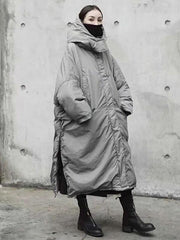 Super Loose Quilted Split-side With-hat Outwear Outerwear Long Coat