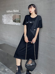 Short Sleeves Round Neck Simple Maxi Dres