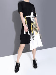 Loose Split-Joint Falbala Cropped Midi Dress