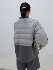 Women Stitching Contrast Color Casual Coat