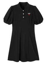 Preppy Style Solid Polo Knitted Mini Dress