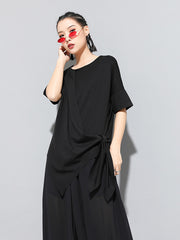 Original Irregularity Split-Joint Solid T-Shirts Tops