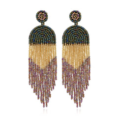 Colorful Rice Beads Bohemian Tassel Earrings