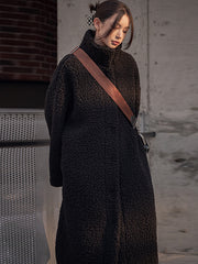 Urban Tune Long Sleeves Pure Color High-Neck Coats