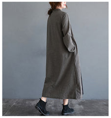 Women Plaid Printed Disc Button Dress