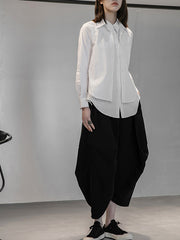 Women Personality Loose Solid Color Suspenders Casual Pants