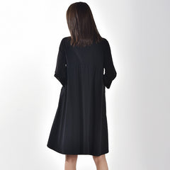 Solid Long Sleeves Loose Midi Dress
