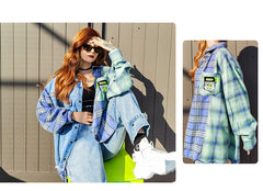 Lapel Stitched Plaid Shirt