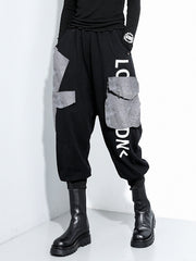 Splicing Print Casual Elastic Waist Pants