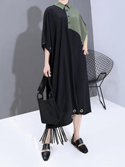 Loose Contrast Color Splicing Cropped Dress