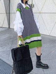 False Two Split-Joint Lapel Midi Dress