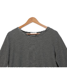 Women Round Neck Pullover Striped Irregular Bottoming Shirt