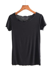 Solid Comfort Ruffled Sleeve T-Shirt
