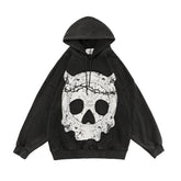 Skull Print Oversize Loose Hoodie