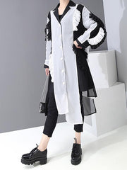 Loose Split-Joint Falbala Cropped Lapel Dress