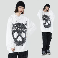 Skull Print Oversize Loose Hoodie