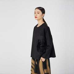 Three-Dimensional Bud Design Solid Sweatshirt