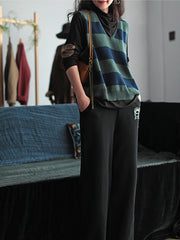 Women Retro V-Neck Striped Knitted Vest