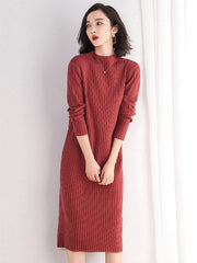Loose Solid Color Sweater Midi Dress