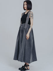 Stylish Roomy Pleated Split-Joint Gray Skirt