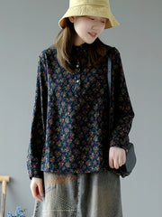 Retro Floral Loose Long Sleeves Shirts