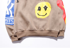 Printed Round Neck Street Style Sweatshirt