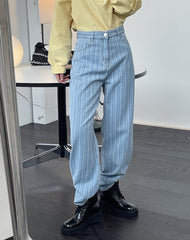 Striped Simple Denim Loose Pants