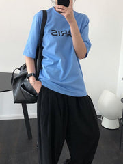 Loose Letter Print Casual Round Neck T-Shirt
