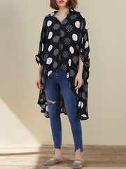 Polka-Dot Plus Size Cropped Bat Sleeve Shirt