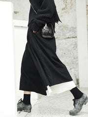 Simple Loose Black Split-joint Wide Leg Pants