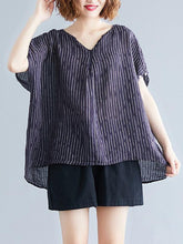 Loose Striped V-Neck Light T-Shirt