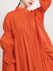 Women Irregular Pleated Shirt Dress