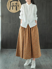 Women Printed Retro Loose Skirt