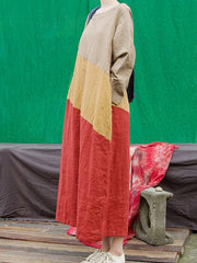 Split-color Cropped Ramee Loose Maxi Dresses