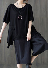 Irregular Loose Stitching Round Neck T-Shirt