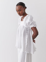 Square Neck Halter Lace Up Puff Sleeve Shirt