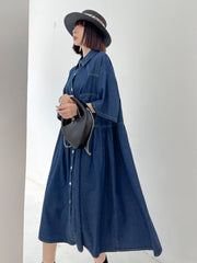 Loose Lapel Solid Color Casual Dress