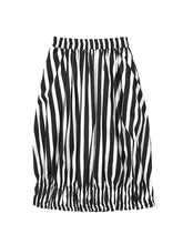 Streect Simple Striped Printed Blouse Two Piece Set