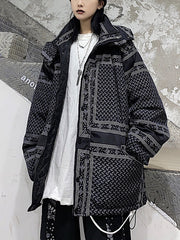 Women Printed Loose Casual Hooded Coat