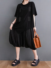 Printed Irregular Short Sleeve Top Casual Pants Two-Piece Suit