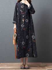 Women Loose Floral Print Casual Dress