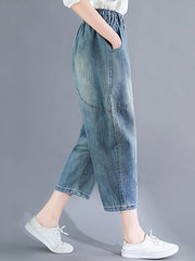 Fashion With Pocket Denim Capri-Pants