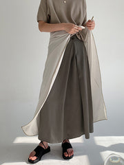 Simple Solid Color High-Waisted A-Line Skirt