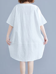 Round Neck Loose Cartoon Fun Print Short Sleeve Dress